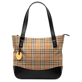 Burberry-Burberry Brown Haymarket Check Handtasche-Braun,Beige