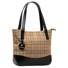 Burberry-Burberry Brown Haymarket Check Handtasche-Braun,Beige