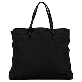 Fendi-Fendi Black Zucchino Canvas Tote-Black