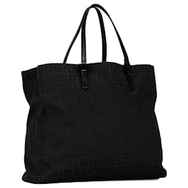 Fendi-Fendi Black Zucchino Canvas Tote-Black