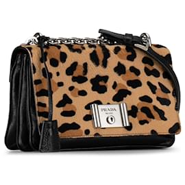 Prada-Prada Brown Cavallino Leopard Print Crossbody Bag-Brown