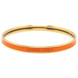 Hermès-Brazalete uni esmaltado extra estrecho naranja Hermès 70-Naranja