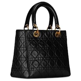 Dior-Dior Black Medium Lammleder Cannage Lady Dior-Schwarz