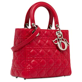 Dior-Dior Red Medium Lambskin Cannage Lady Dior-Red