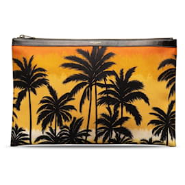 Saint Laurent-Saint Laurent Yellow Palm Tree Zip Pouch-Yellow