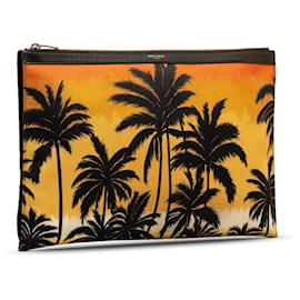 Saint Laurent-Saint Laurent Yellow Palm Tree Zip Pouch-Yellow