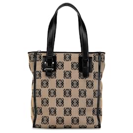 Loewe-LOEWE Brown Anagram Canvas Tote-Brown,Beige