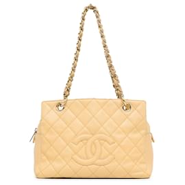 Chanel-Chanel Brown Petite Caviar Timeless Shopping Tote-Brown,Beige