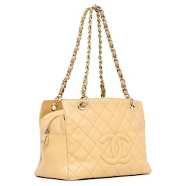 Chanel-Chanel Brown Petite Caviar Timeless Shopping Tote-Brown,Beige