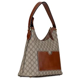 Gucci-Gucci Marron GG Suprême Linea A Sac à Bandoulière-Marron,Beige