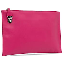 Prada-Prada Pink Saffiano Lux Zip Clutch-Pink