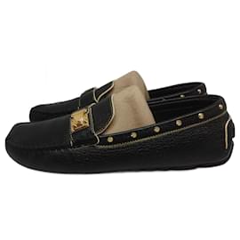 Louis Vuitton-Leather and gold Louis Vuitton moccasins size 38 Souhail Lombok Driving-Black