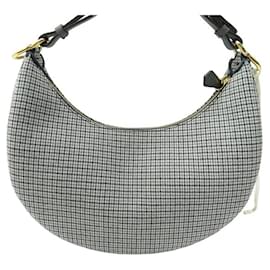 Fendi-NEUE FENDI FENDIGRAPHY KLEINE HANDTASCHE 8BR798 HOUNDSTOOTH CANVAS HANDTASCHE-Grau