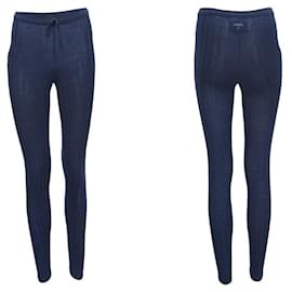 Chanel-NEW CHANEL COTELE BLUE WOOL AND SILK LEGGINGS P39407K02740 38 M BLUE NAVY WOOL-Navy blue