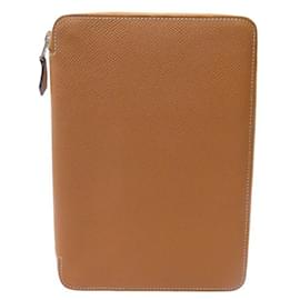 Hermès-NEW HERMES GLOBE TROTTER AGENDA HOLDER EPSOM GOLD LEATHER RECHARGE DIARY COVER-Camel