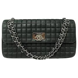 Chanel-CHANEL CHOCOLATE BAR HANDBAG IN IRIDESCENT LEATHER CC LOGO CROSSBODY BAG-Black