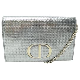 Christian Dior-NUEVO BOLSO DE MANO DIOR 30 MONTAIGNE BOLSO DE HOMBRO DE PIEL PLATA MICROCANAGE-Plata