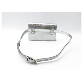 Christian Dior-NEW DIOR 30 MONTAIGNE HANDBAG MICROCANAGE SILVER LEATHER SHOULDER BAG-Silvery