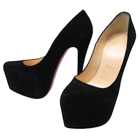 Christian Louboutin-CHRISTIAN LOUBOUTIN DAFFODILE 160 SHOES 1111012 36 IN BLACK SUEDE PUMPS-Black