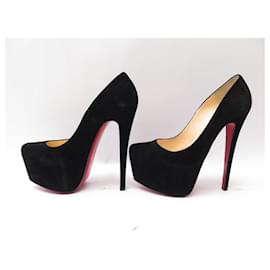 Christian Louboutin-CHRISTIAN LOUBOUTIN DAFFODILE 160 SHOES 1111012 36 IN BLACK SUEDE PUMPS-Black