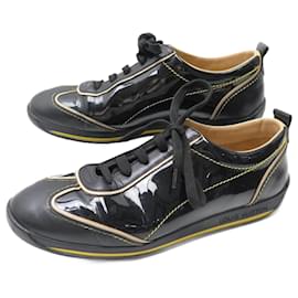 Louis Vuitton-LOUIS VUITTON VENCE SHOES 40 BLACK PATENT LEATHER SNEAKERS SNEAKERS SHOES-Black