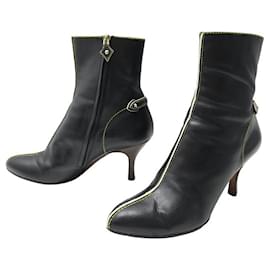 Louis Vuitton-LOUIS VUITTON SHOES 41 ANKLE BOOTS IN BLACK LEATHER BLACK LEATHER ANKLE BOOTS-Black