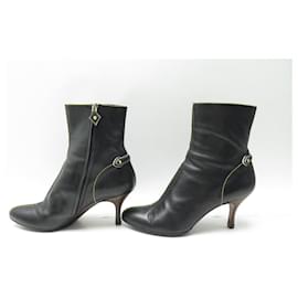 Louis Vuitton-LOUIS VUITTON SHOES 41 ANKLE BOOTS IN BLACK LEATHER BLACK LEATHER ANKLE BOOTS-Black