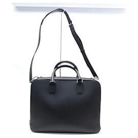 Louis Vuitton-NEUF SAC PORTE DOCUMENTS VOYAGE LOUIS VUITTON BANDOULIERE CUIR TAIGA NOIR-Noir