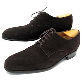 JM Weston-JM WESTON SAVILE 575 6D 40 DERBY SHOES BROWN SUEDE SHOES SHOES-Brown