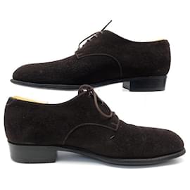 JM Weston-JM WESTON SAVILE 575 6D 40 DERBY SHOES BROWN SUEDE SHOES SHOES-Brown