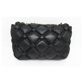 Chanel-SAC A MAIN CHANEL CHESTERFILED CUIR IRIDESCENT MATELASSE HAND BAG PURSE-Noir