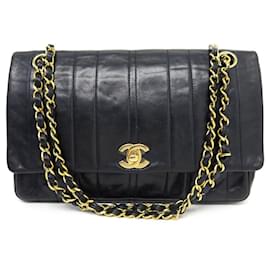 Chanel-BOLSO DE MANO VINTAGE CHANEL TIMELESS BOLSO DE MANO VERTICAL DE PIEL ACOLCHADA-Azul marino