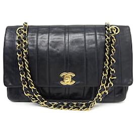 Chanel-VINTAGE CHANEL TIMELESS HANDBAG QUILTED LEATHER VERTICAL HAND BAG PURSE-Navy blue