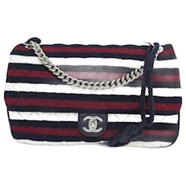 Chanel-NEW CHANEL TIMELESS MAXI JUMBO JERSEY STRIPED PURSE HANDBAG-Other