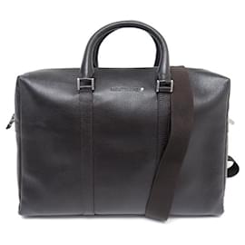 Montblanc-NEUF PORTE DOCUMENTS MONTBLANC CUIR GRAINE MARRON 118009 LEATHER BRIEFCASE-Marron