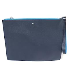 Montblanc-NEW MONTBLANC POUCH MEISTERSTUCK SOFT GRAIN MY OFFICE 124118 POUCH BAG-Navy blue