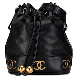 Chanel-Chanel Triple CC Leder Kordelzug Tasche Leder Umhängetasche in gutem Zustand-Andere