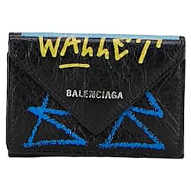 Balenciaga-Balenciaga Leder Papier Mini Geldbörse Leder Kurze Geldbörse 391446 in gutem Zustand-Andere