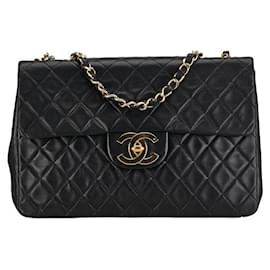 Chanel-Chanel Maxi Classic bolso con solapa forrado bolso de cuero en buen estado-Otro