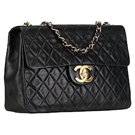 Chanel-Chanel Maxi Classic bolso con solapa forrado bolso de cuero en buen estado-Otro