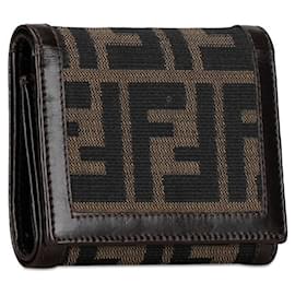 Fendi-Fendi Zucca Canvas Bifold Wallet Canvas Short Wallet in Good condition-Other