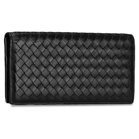 Bottega Veneta-Bottega Veneta Intrecciato Leather Flap Wallet Leather Long Wallet in Good condition-Other