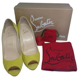 Christian Louboutin-Christian Louboutin suede You You 85 Peep Toe pumps in Anis.-Yellow