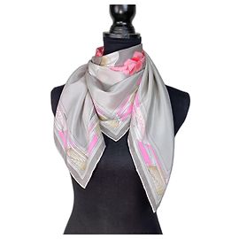 Sciarpa vintage grigia e rosa a fiori Leonard Rosa Grigio