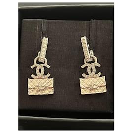 Chanel-Boucles d’oreilles Chanel sac-Argenté