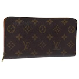 Louis Vuitton-LOUIS VUITTON Monogram Porte Monnaie Zip Long Wallet M61727 LV Auth fm3443-Monogram