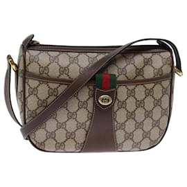 Gucci-GUCCI GG Supreme Web Sherry Line Shoulder Bag Beige Red 89 02 032 Auth am6223-Red,Beige