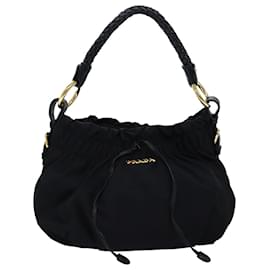 Prada-PRADA Ribbon Hand Bag Nylon Black Auth am6168-Black