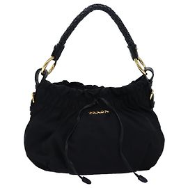 PRADA Ribbon Handtasche Nylon Schwarz Auth am6168 Schwarz