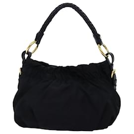 Prada-PRADA Ribbon Hand Bag Nylon Black Auth am6168-Black